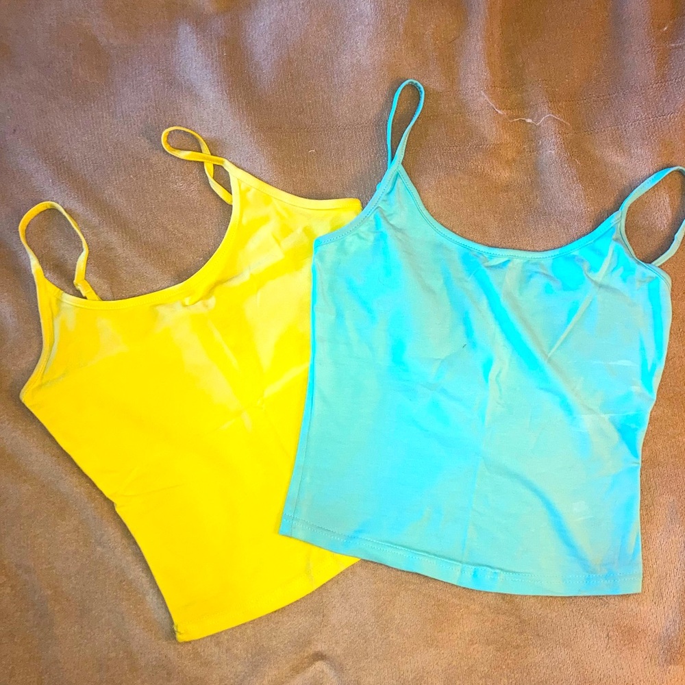 Yellow and Teal XS SHEIN Crop Tops